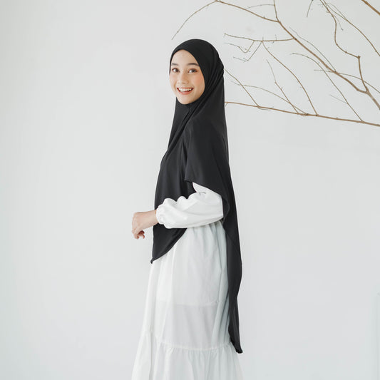 Zayna Hijab Syari Malaysia Instan Jersey Hitam - Demar Hijab