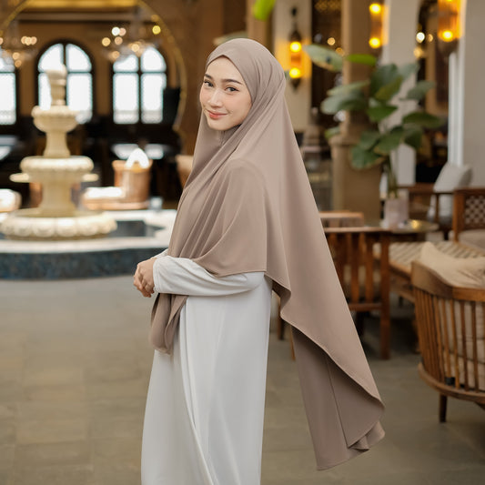 Zayna Hijab Syari Malaysia Instan Jersey Khaki - Demar Hijab