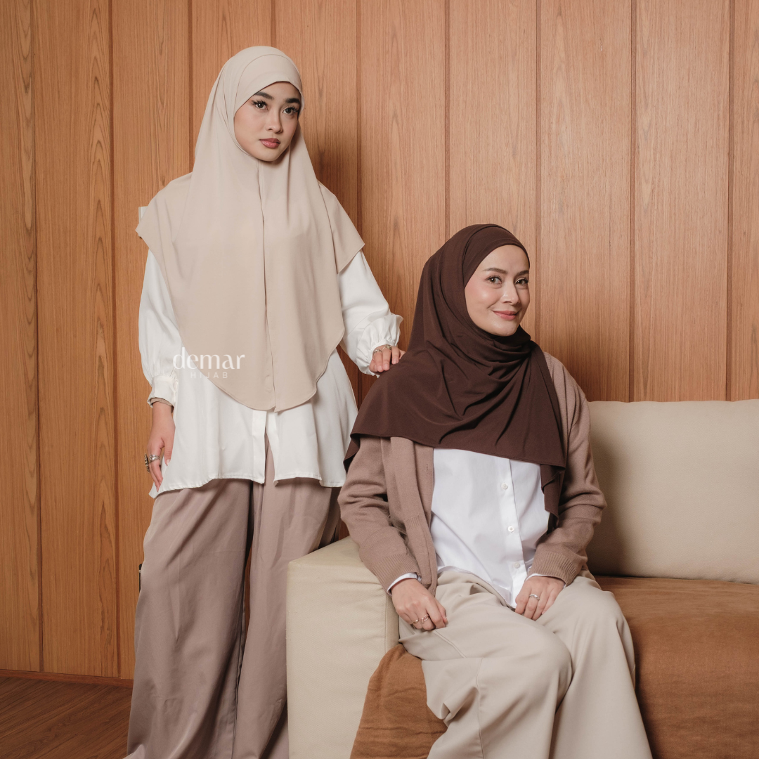 Khaira Pashmina Segitiga Instan Soft Inner Mahogany