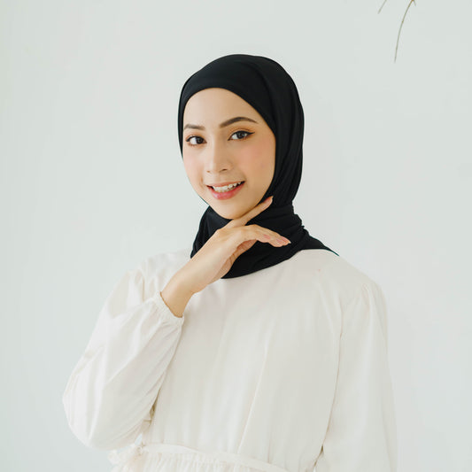 Yasmeen Pashmina Segitiga Inner Jersey Hitam - Demar Hijab