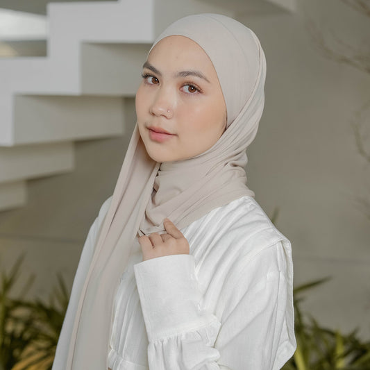 Ameera Pashmina Tali Instan Jersey Cream - Demar Hijab