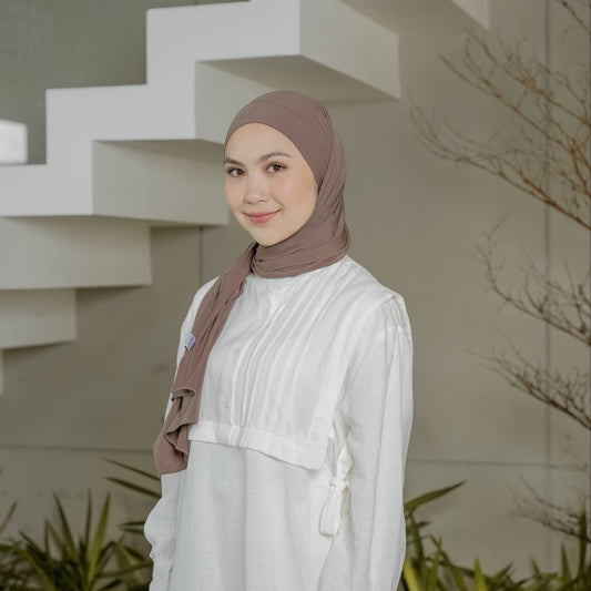 Ameera Pashmina Tali Instan Jersey Khaki - Demar Hijab