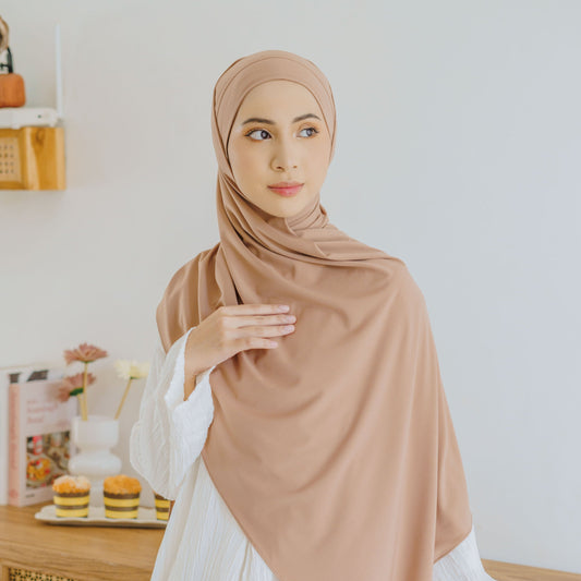 Ameera Pashmina Tali Instan Jersey Mocca - Demar Hijab