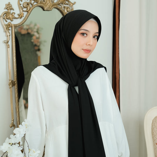Kaleela Pashmina Pet Instan Jersey Hitam - Demar Hijab