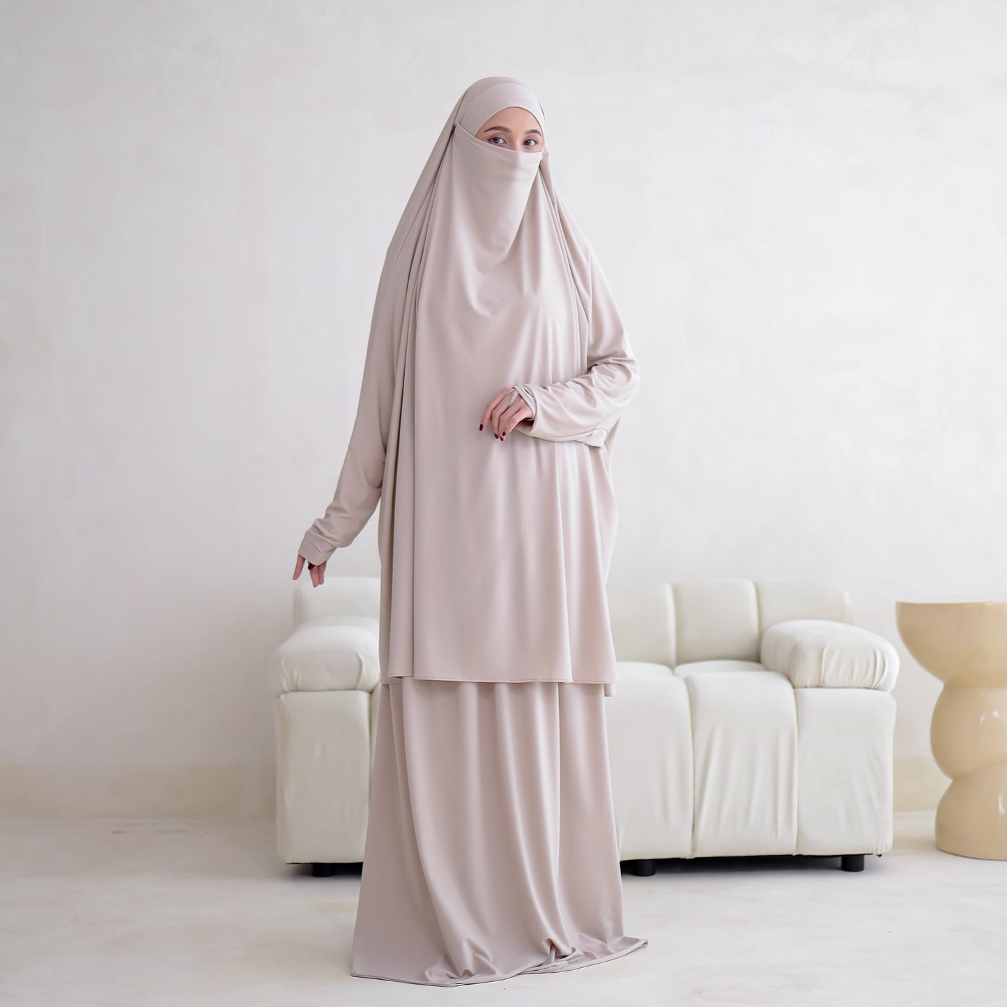 Shafeera Mukena Multifungsi Umroh Haji Jersey Cream