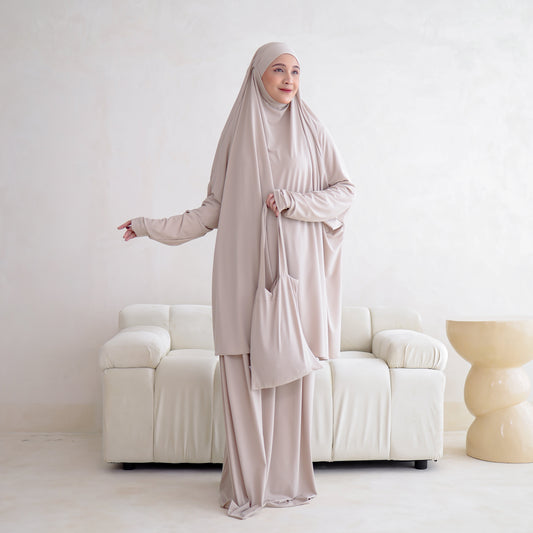 Shafeera Mukena Multifungsi Umroh Haji Jersey Cream