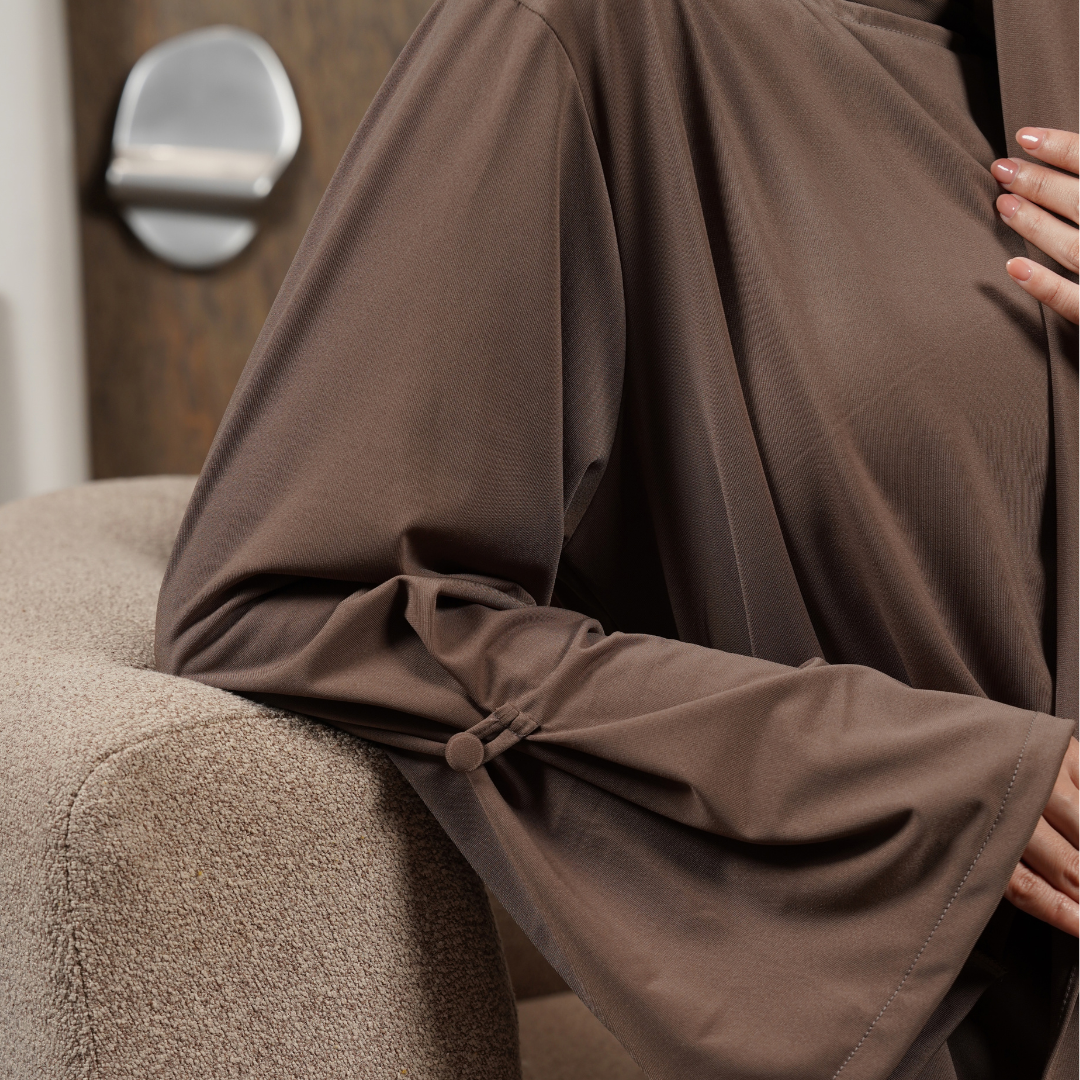 Rahma Split Abaya Haji Umroh Jersey Khaki