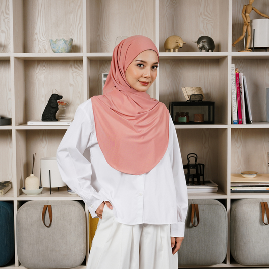 Safa Hijab Instan Oval Non Pet Syari Peach