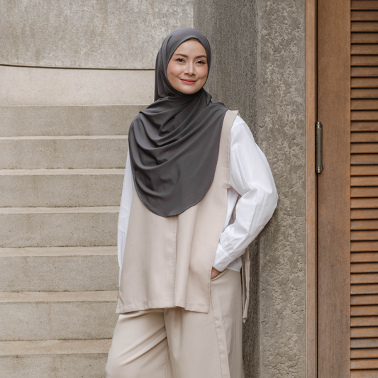 Safa Hijab Instan Oval Non Pet Syari Abu