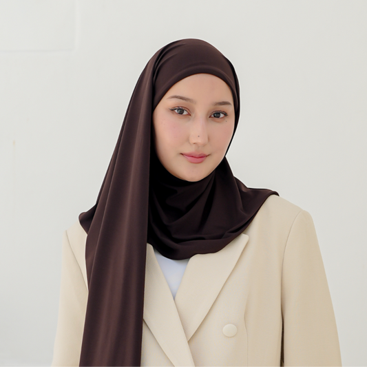 Yasmeen Pashmina Segitiga Inner Jersey Mahogany